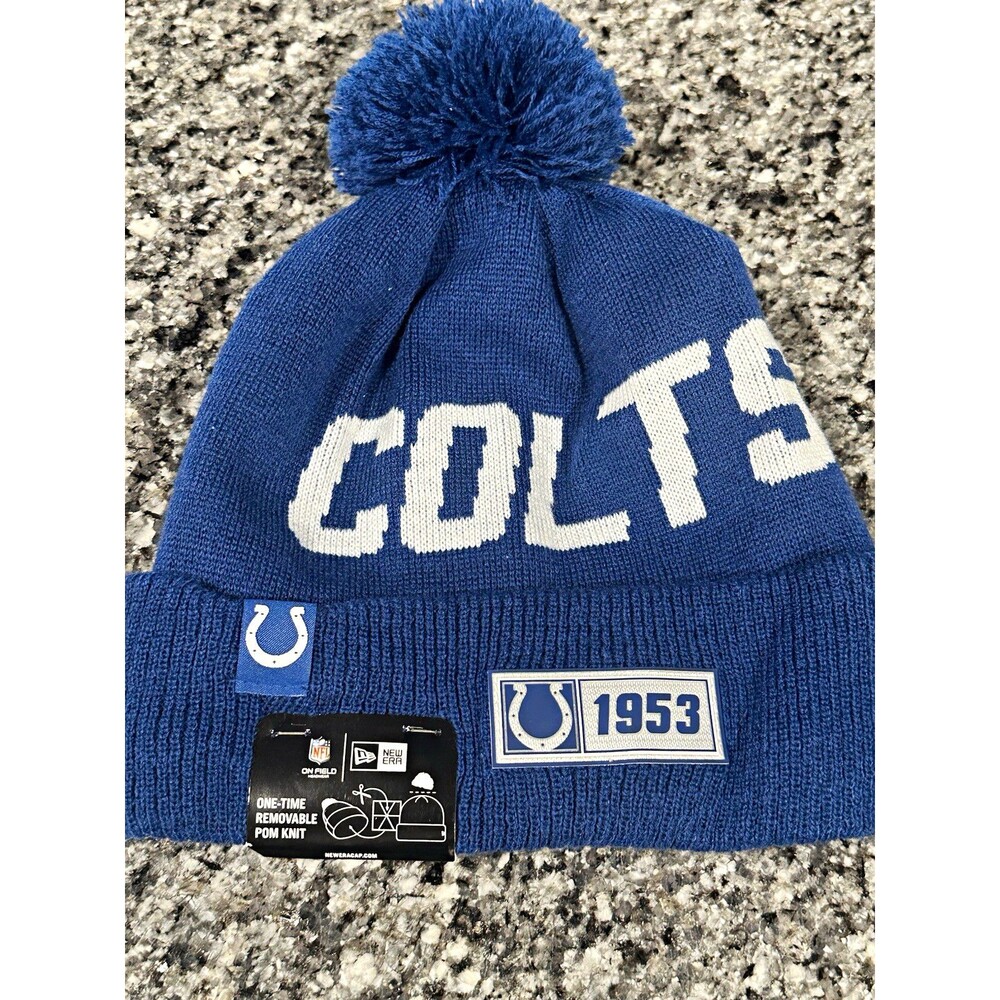 Indianapolis Colts New Era NFL 100 On Field Pom Knit Beanie NWT OSFM